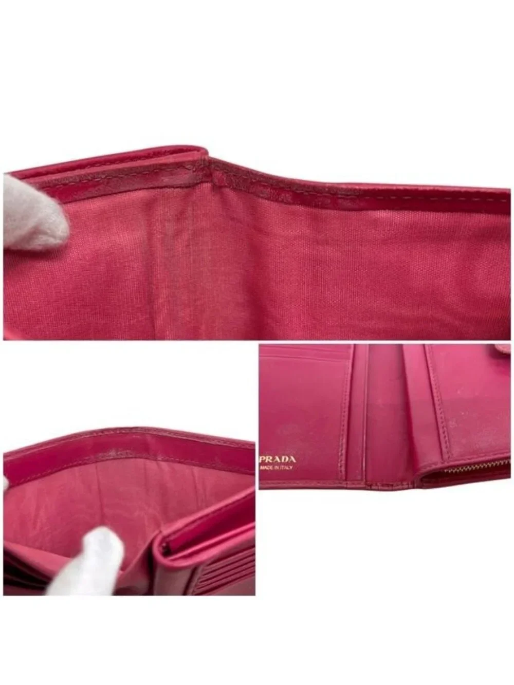 Prada Bifold Wallet Pink Peonia Folding Leather - Picture 5 of 10